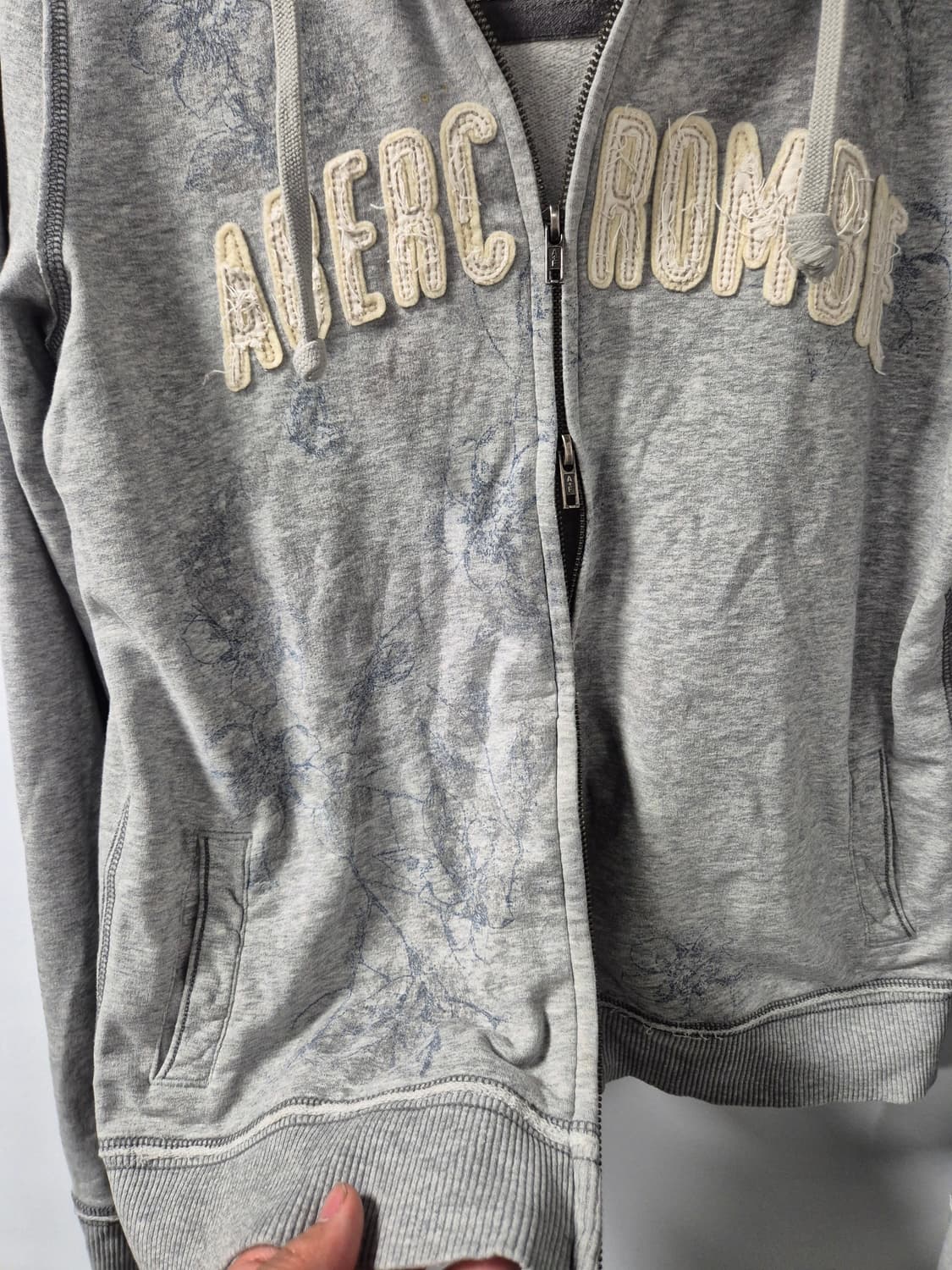 *무료배송*아베크롬비 Y2K 올드스쿨 그레이 플라워 투웨이 후드집업 XL 상품이미지5