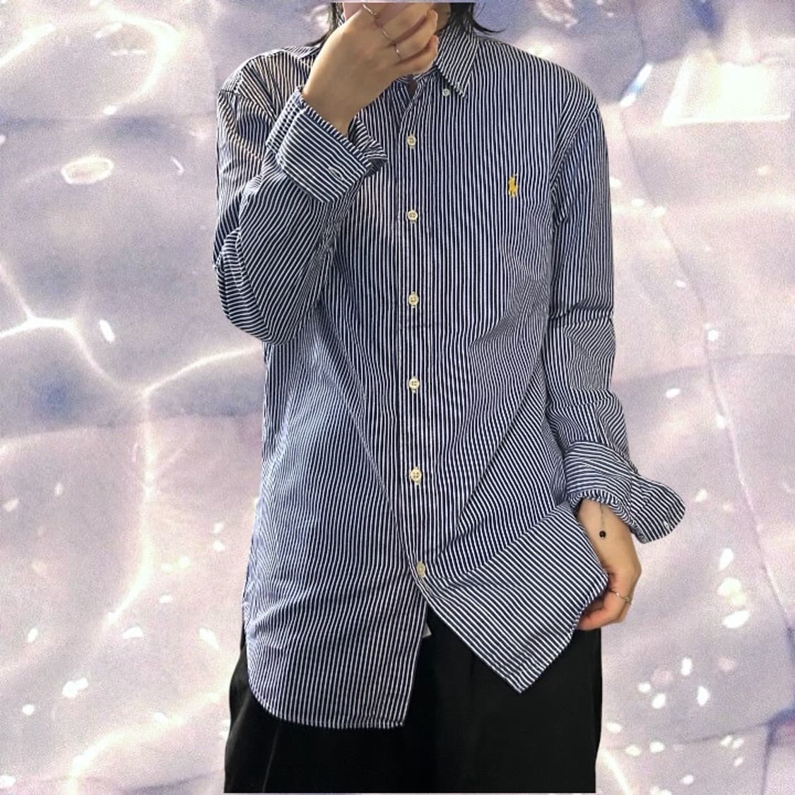 폴로 랄프로렌 스트라이프 셔츠 스카이 블루 M 상품이미지2