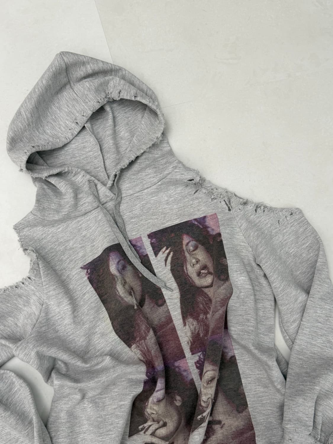 디스트레스 그레이 언발 후드 원피스  상품이미지6