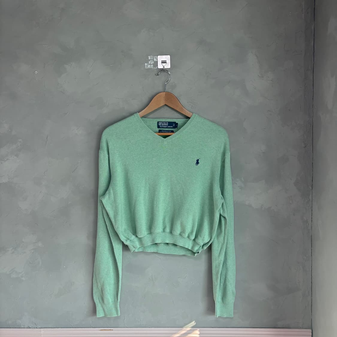 폴로 랄프로렌 피마코튼 브이넥 니트 피스타치오 상품이미지1