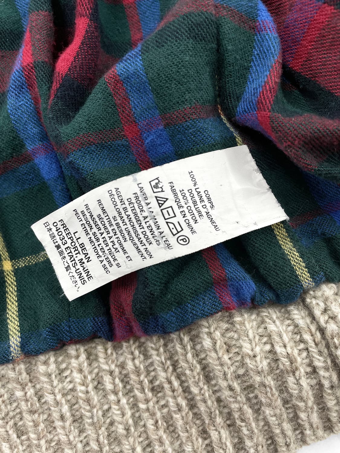 빈티지 엘엘빈 타탄 체크 라인 램스울 풀 집 니트 가디건 상품이미지8