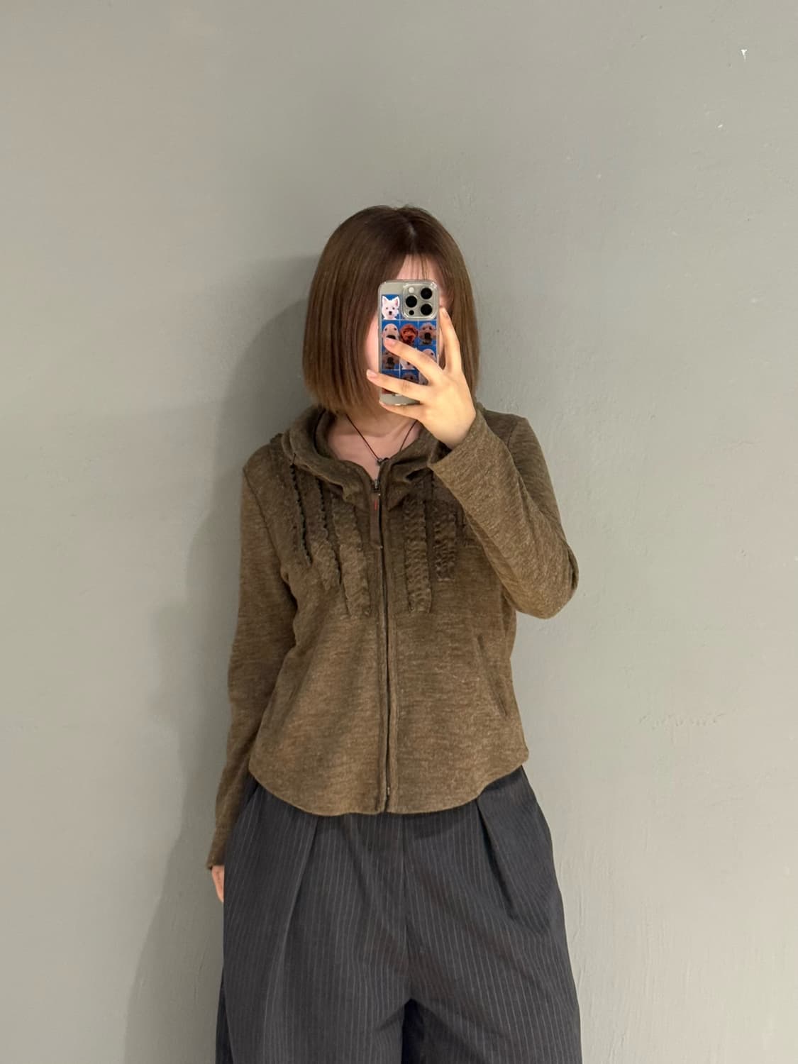 frill detail hidden hood zip-up 상품이미지2