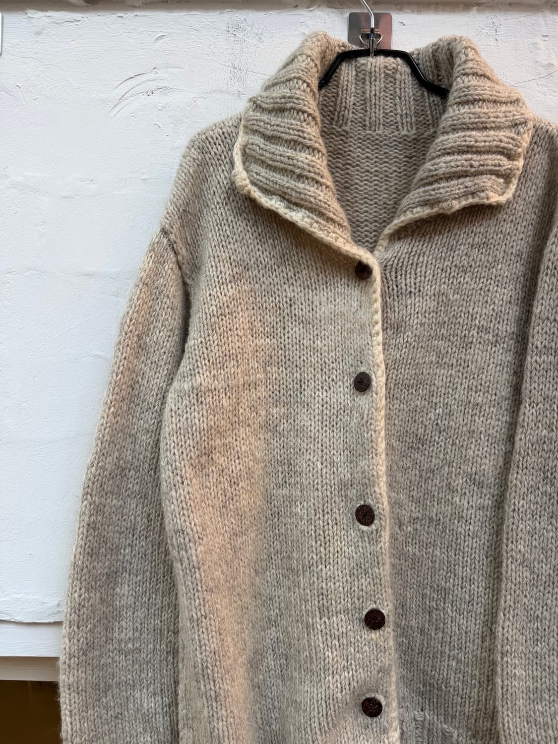 MADE IN NEPAL 100% wool 오트밀 니트 가디건 상품이미지2