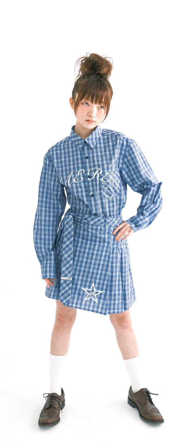 blue check academy pleats skirt (blue)  상품이미지2