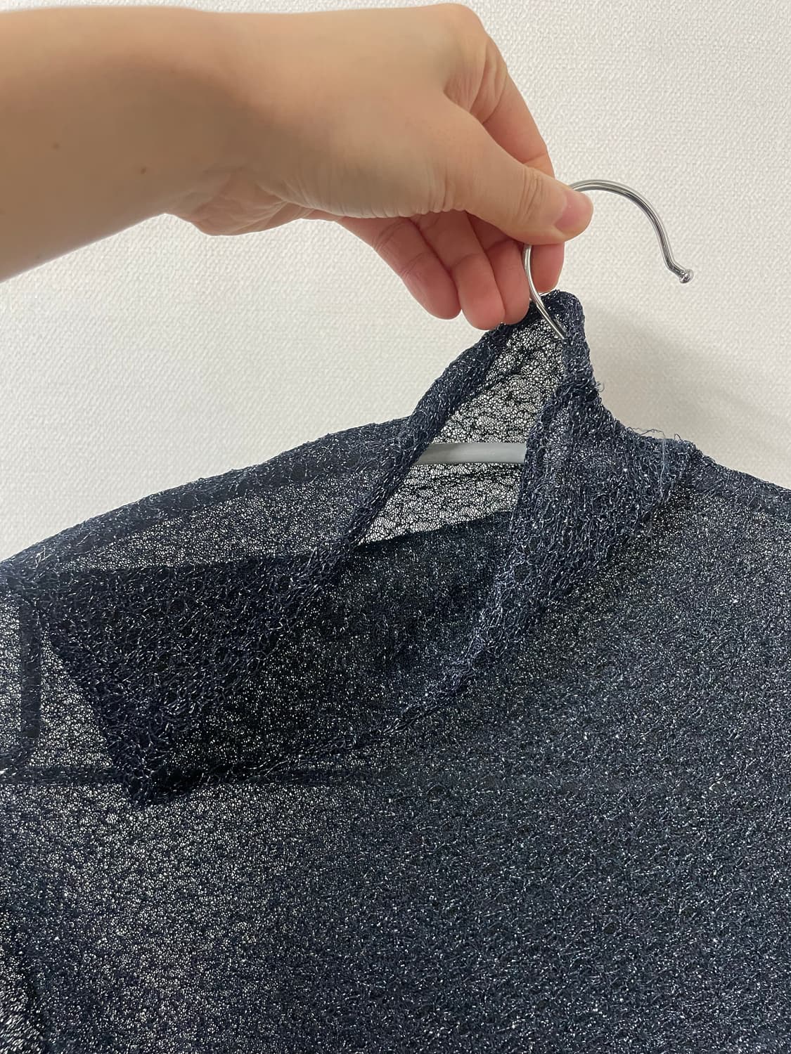 COS 코스 시스루 글리터 터틀넥 네이비 S 상품이미지4