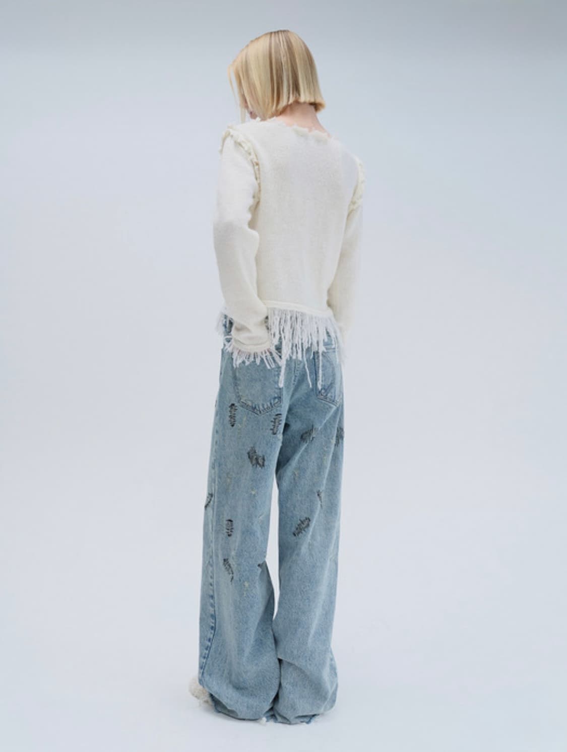 다이애그널 FRINGE DAMAGE KNIT (ivory) 상품이미지3