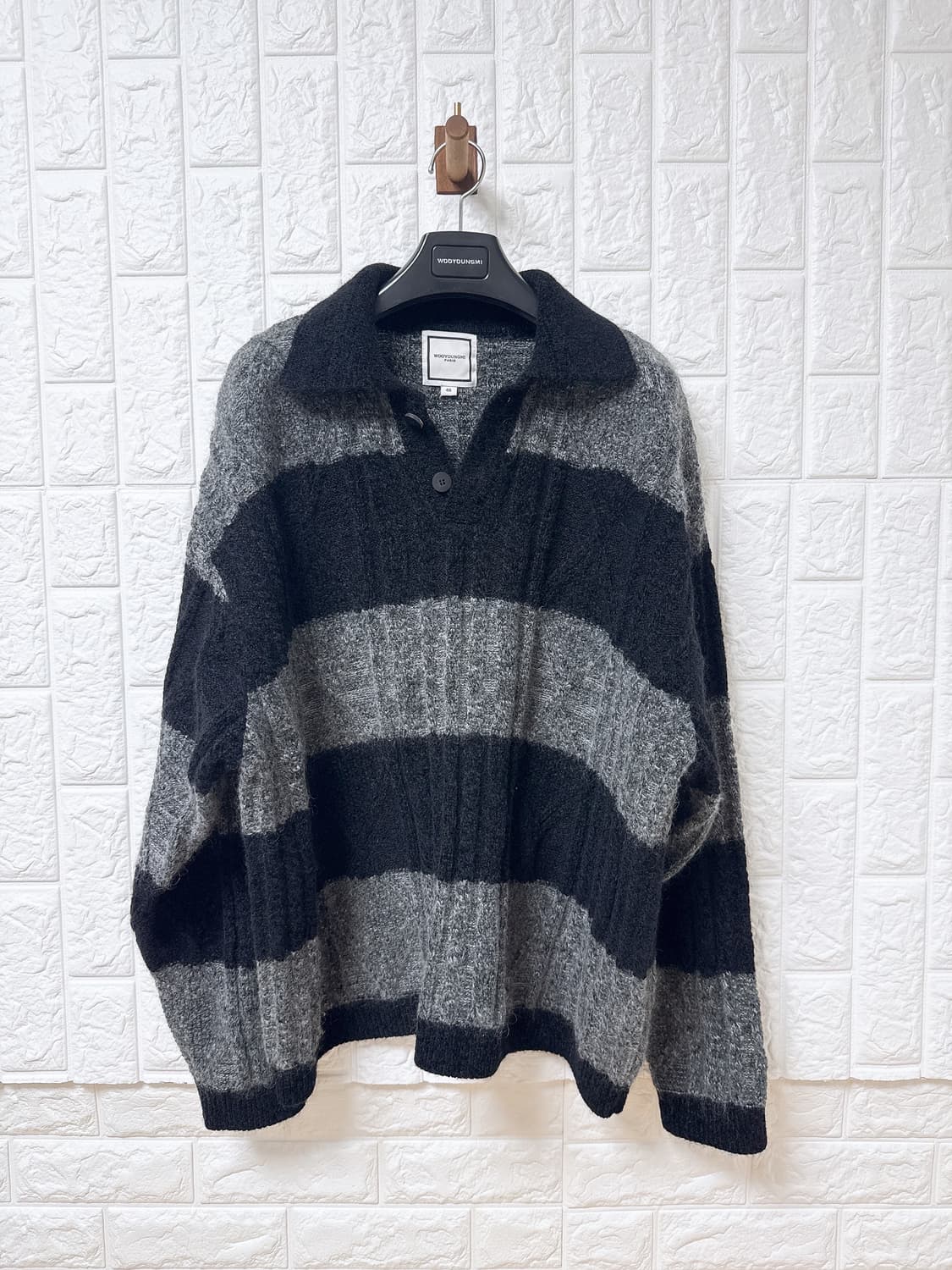 (24FW 새상품급) 우영미 케이블 럭비 스웨터 블랙 (46) 상품이미지1