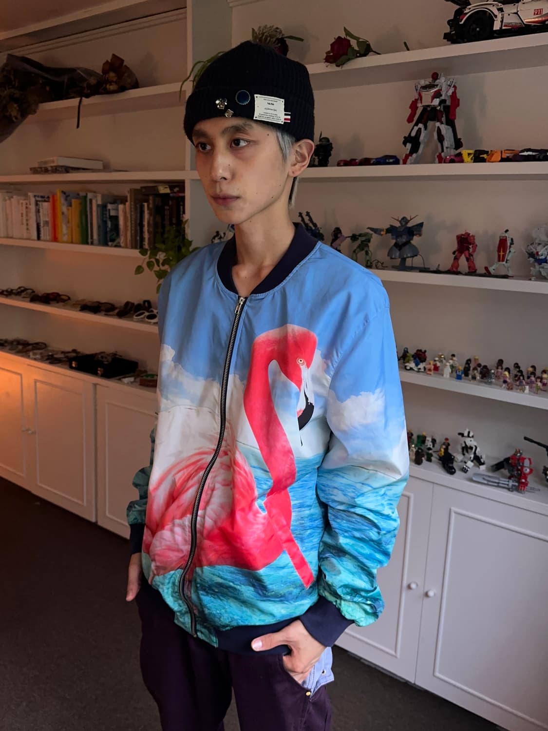 Bershka 올오버 플라밍고 블루종 상품이미지2