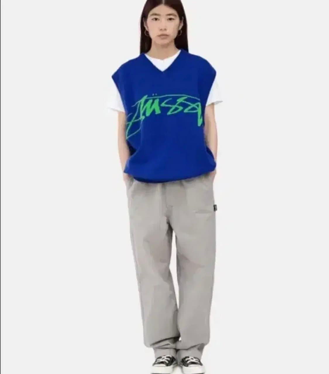 스투시 로고 니트 스웨터 베스트 상품이미지2