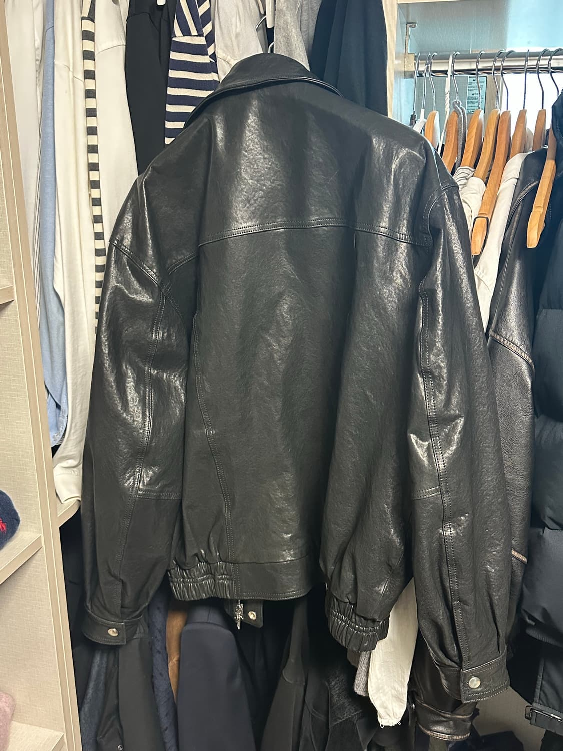 A-2 염소가죽 레더 블루종 블랙 105 상품이미지4