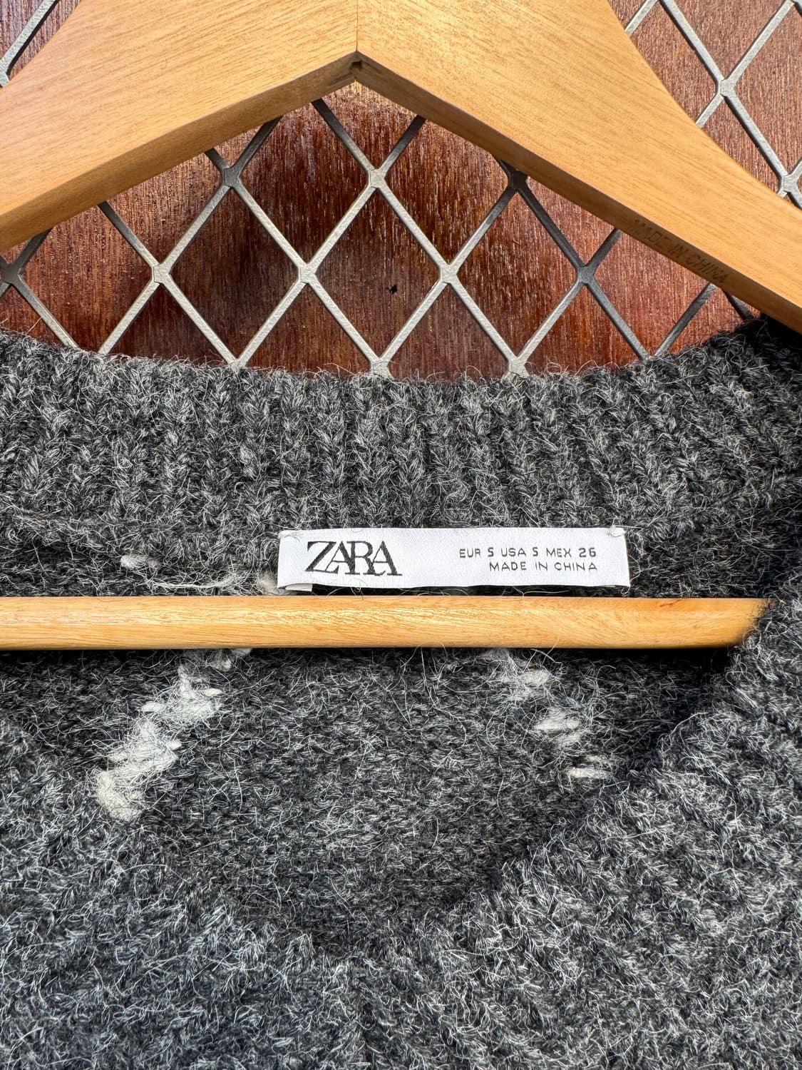 ZARA 자라 울 아가일 브이넥 니트 스웨터 S 상품이미지5