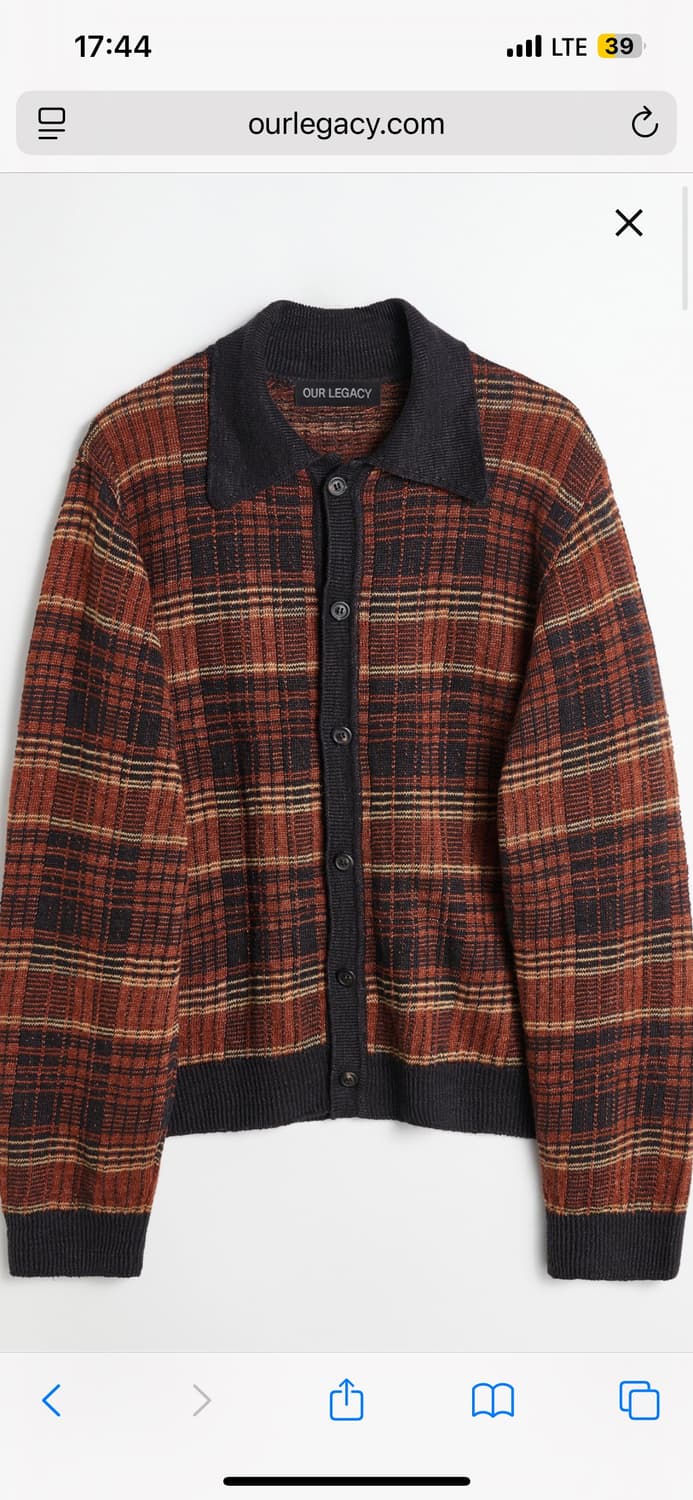 아워레가시 이브닝폴로 가디건 러스트체크 48사이즈 상품이미지1