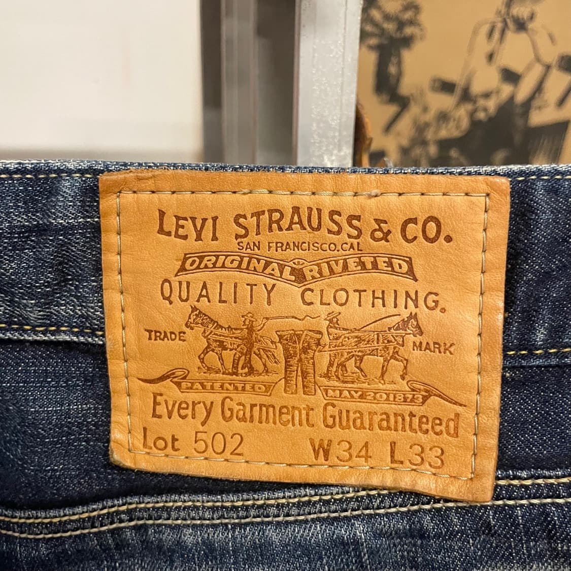00s Levis 502 제팬 라인 지퍼 플라이 워싱 데님 팬츠 상품이미지7