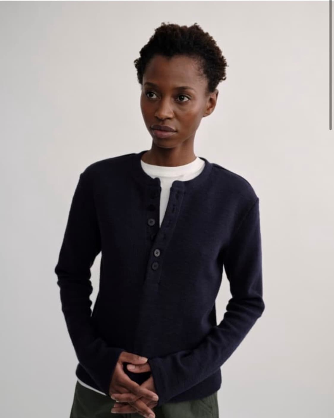 BUTTON HENLEY NECK (navy) 1사이즈 상품이미지1