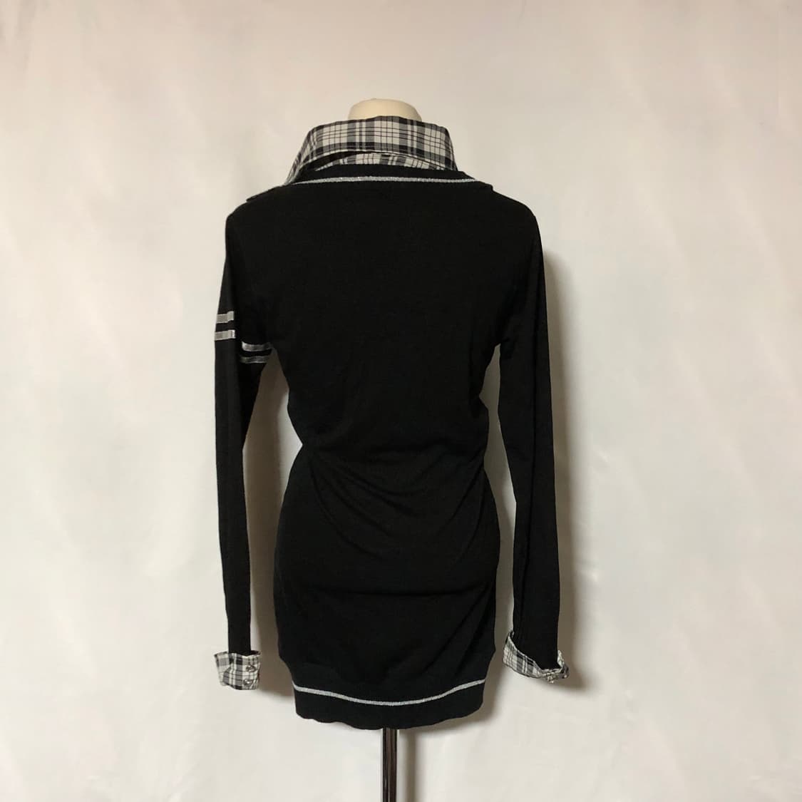 레이어드 체크 셔츠 가디건 블랙 상품이미지6