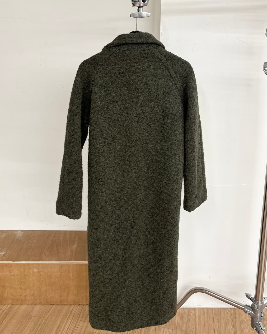 가니 카키 부클 울 롱 랩 코트 상품이미지6