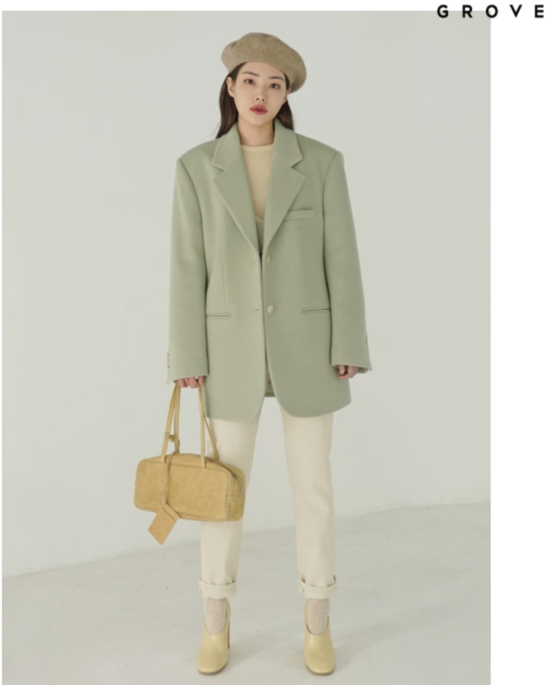 (차정원착용)그로브 노마드 하프울자켓 민트 M 상품이미지1