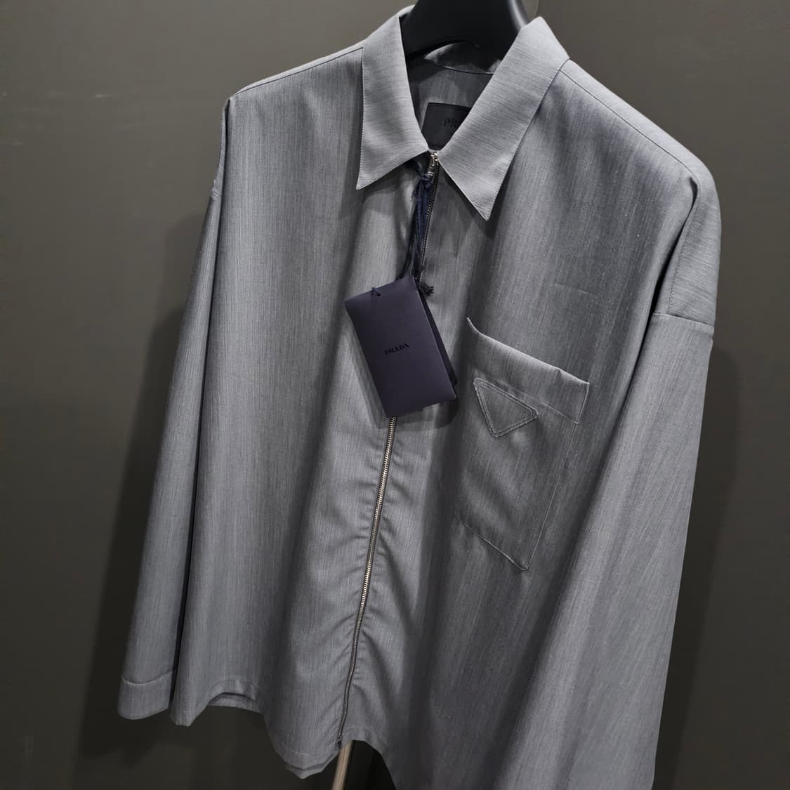 프라다 울 & 모헤어 로고 그레이 셔츠자켓 상품이미지4