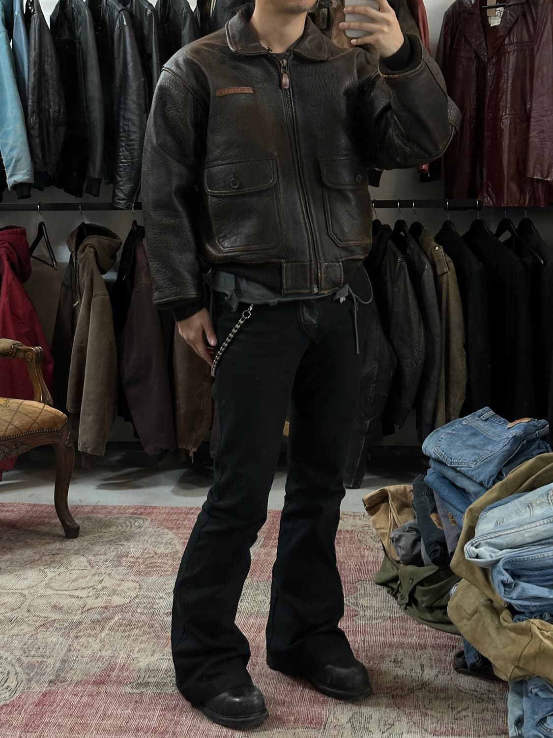 90’s OG 빈티지 아비렉스 G1 레더 자켓 빈티지 레더 봄버 상품이미지2