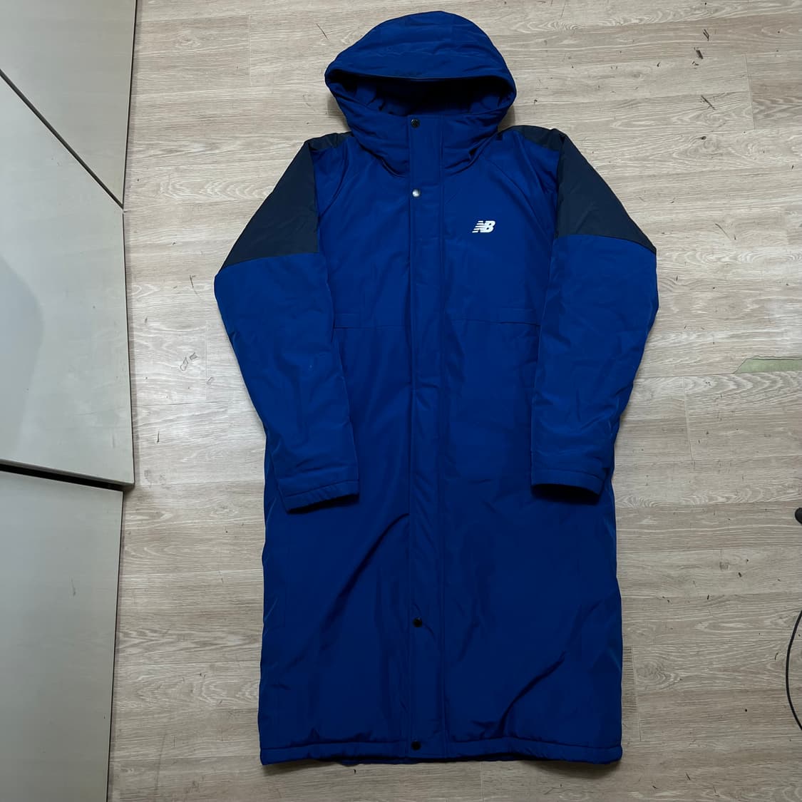 뉴발란스 배색 후드 챌린지 롱패딩 돕바 점퍼 [블루] L/100 상품이미지1