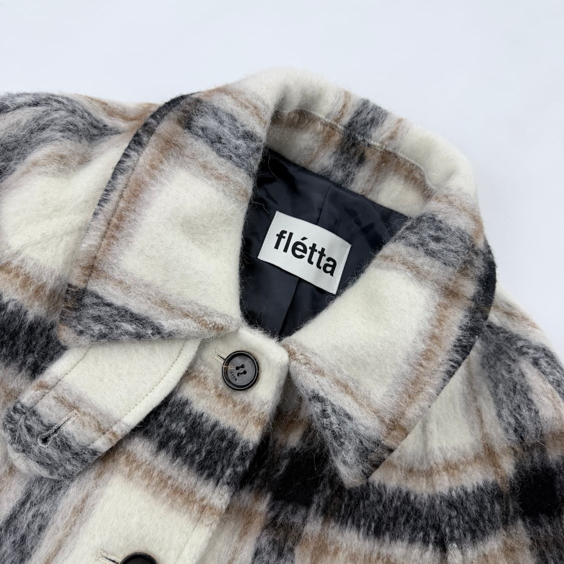 플레따 모헤어 체크 하프코트 상품이미지5