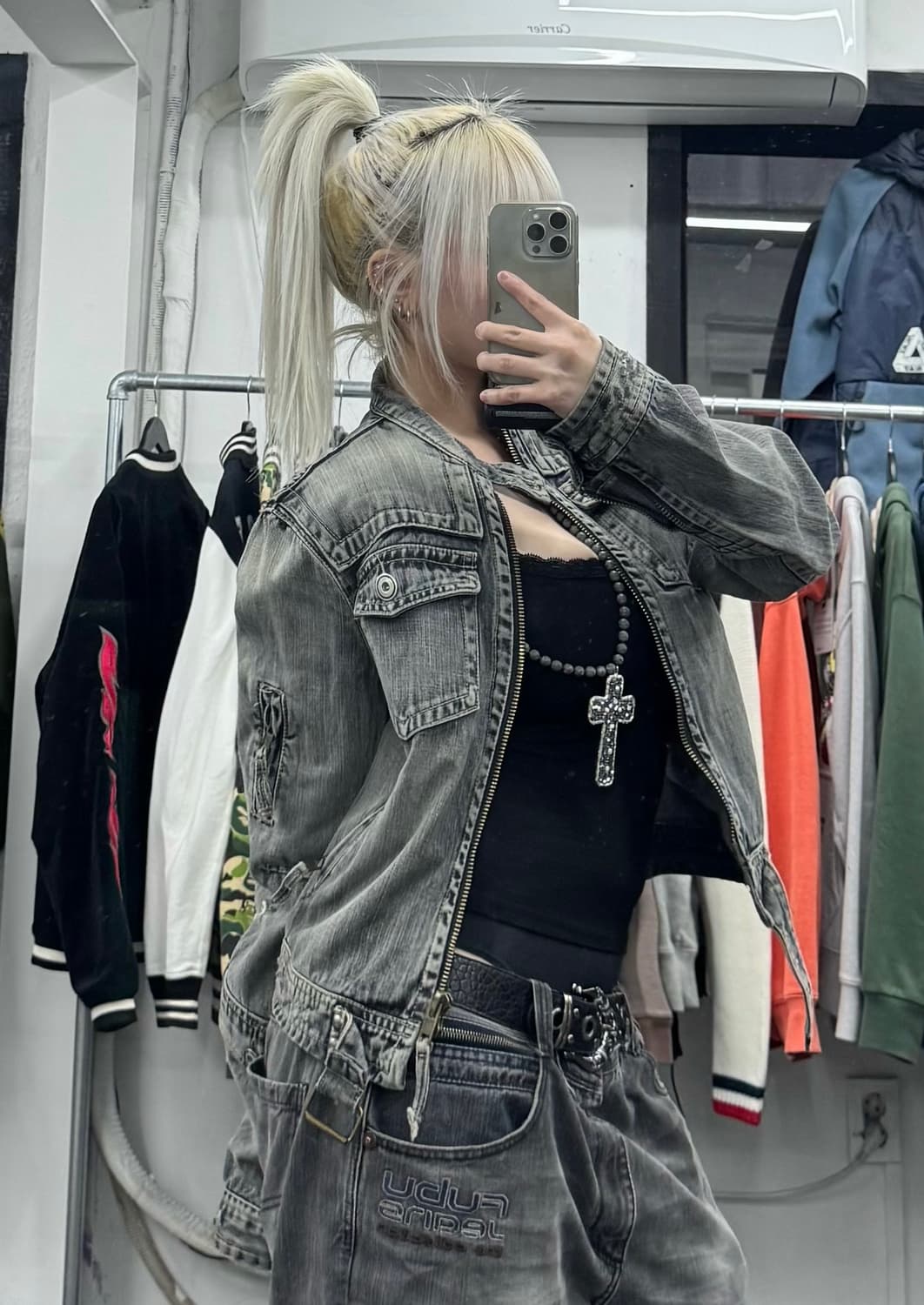 VTG Y2K 그런지 데님 바이커 자켓 상품이미지5