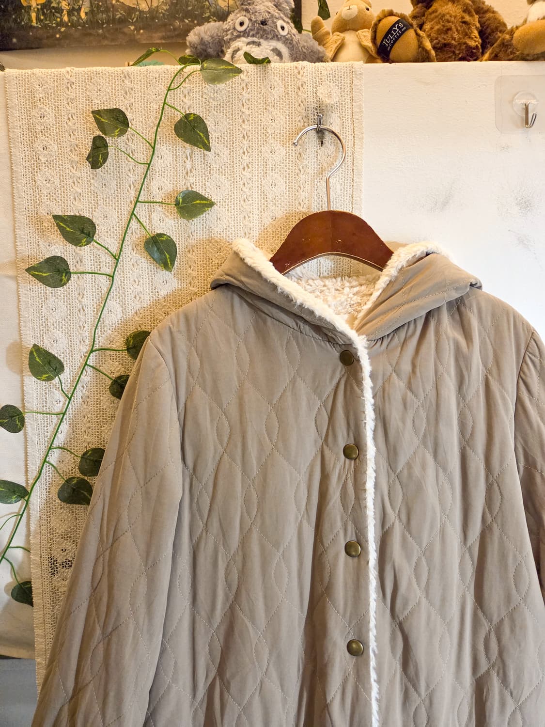 베이지 누빔 패딩 상품이미지2