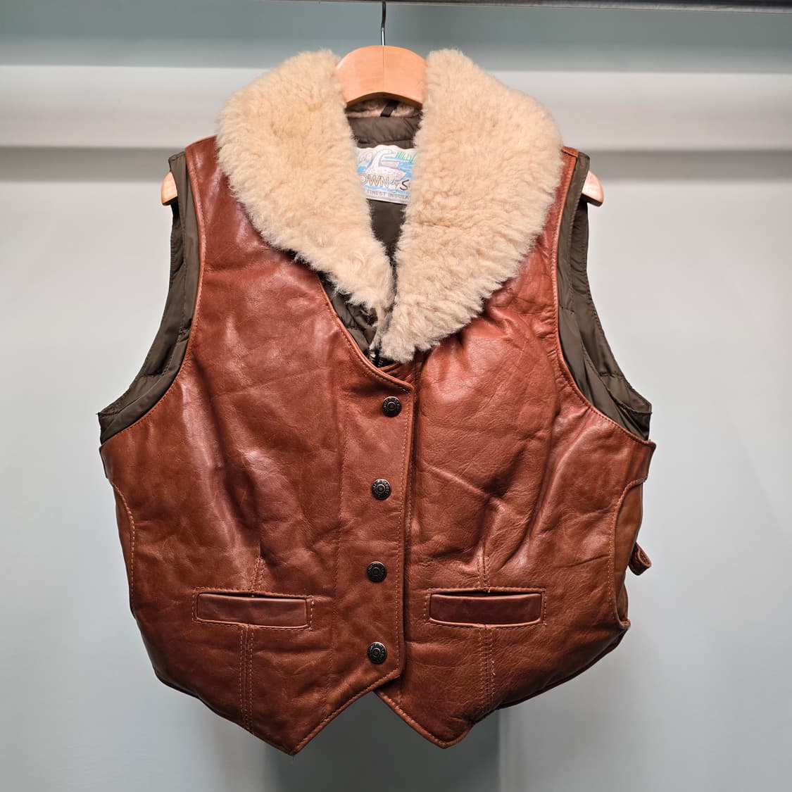 SCHOTT 가죽 덕다운 양털숄카라 베스트 상품이미지1