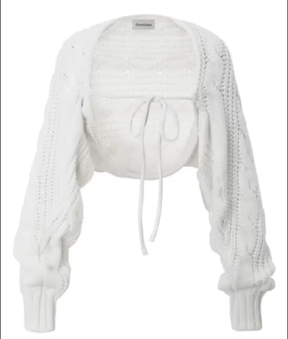 쓰리타임즈 아이보리 케이블 울 볼레로 가디건 상품이미지1