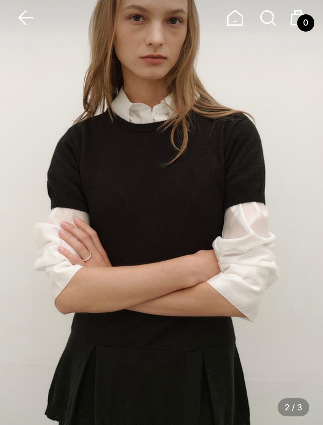 <제니착용> 로우타이드 HALF SLEEVE FLARE KNIT 상품이미지1