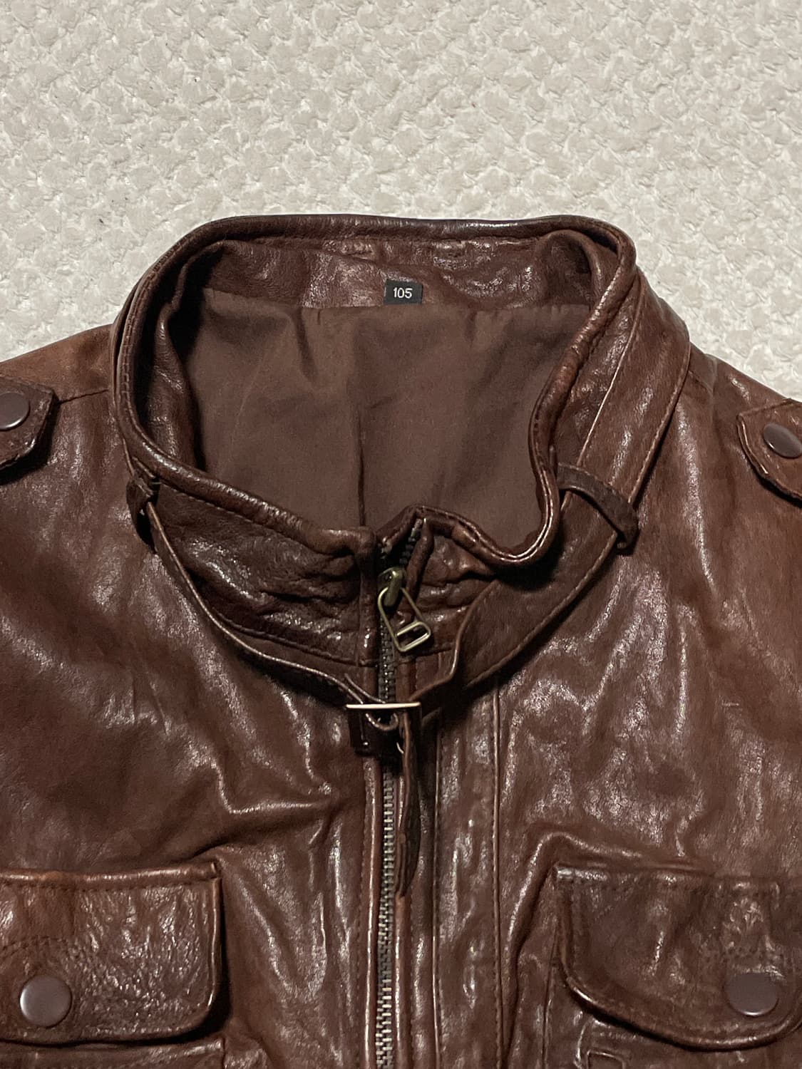 광희시장 웨스턴 무드 램스킨 양가죽 레더 자켓 브라운 상품이미지4