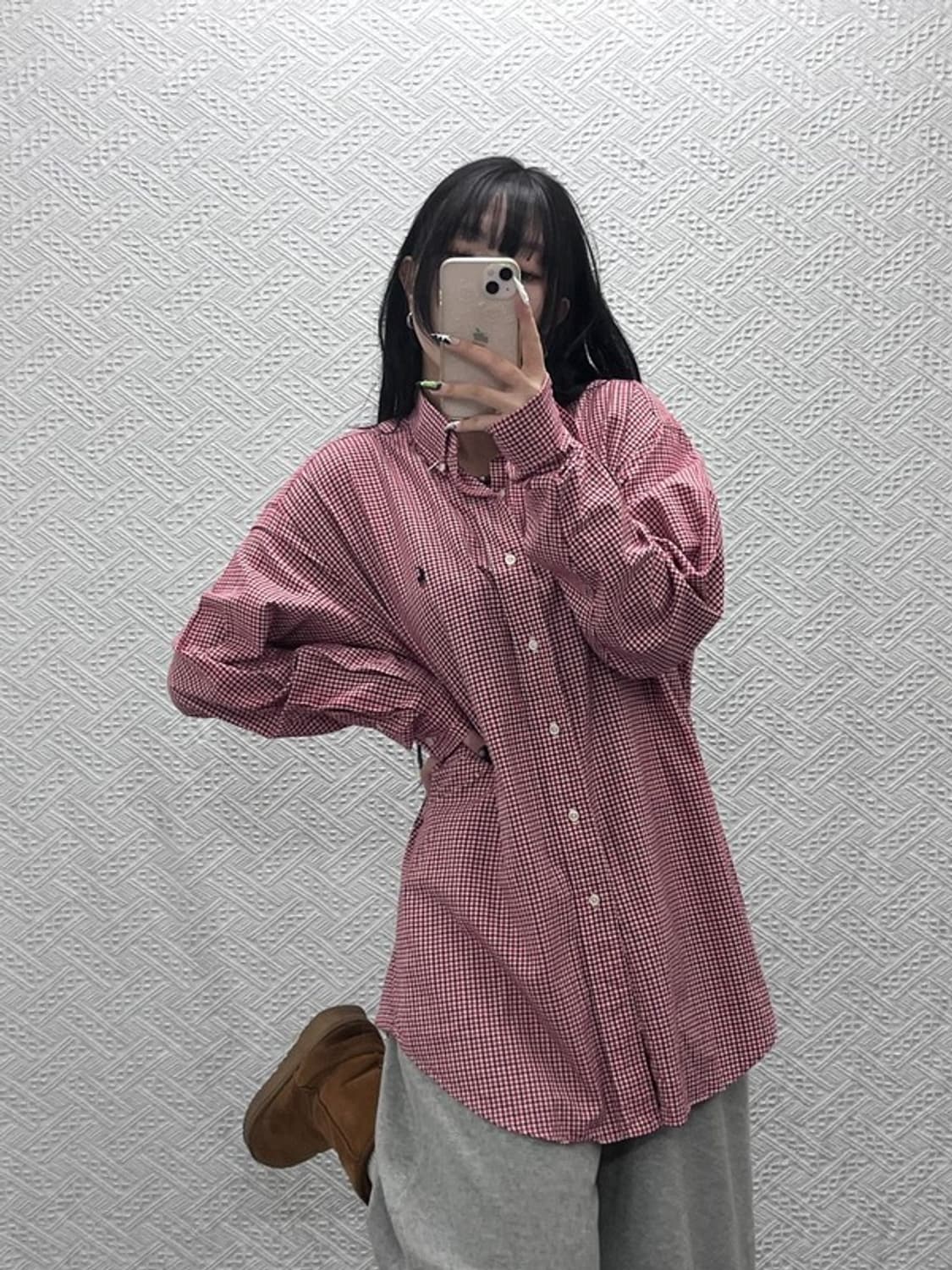 폴로 랄프로렌 컨트리 레트로 오버핏 깅엄체크 셔츠 M C08747 상품이미지1