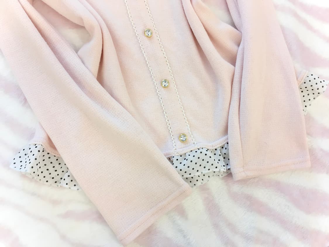 베이비핑크 도트 큐빅버튼 핀터 로걀탑 히메갸루 상품이미지4