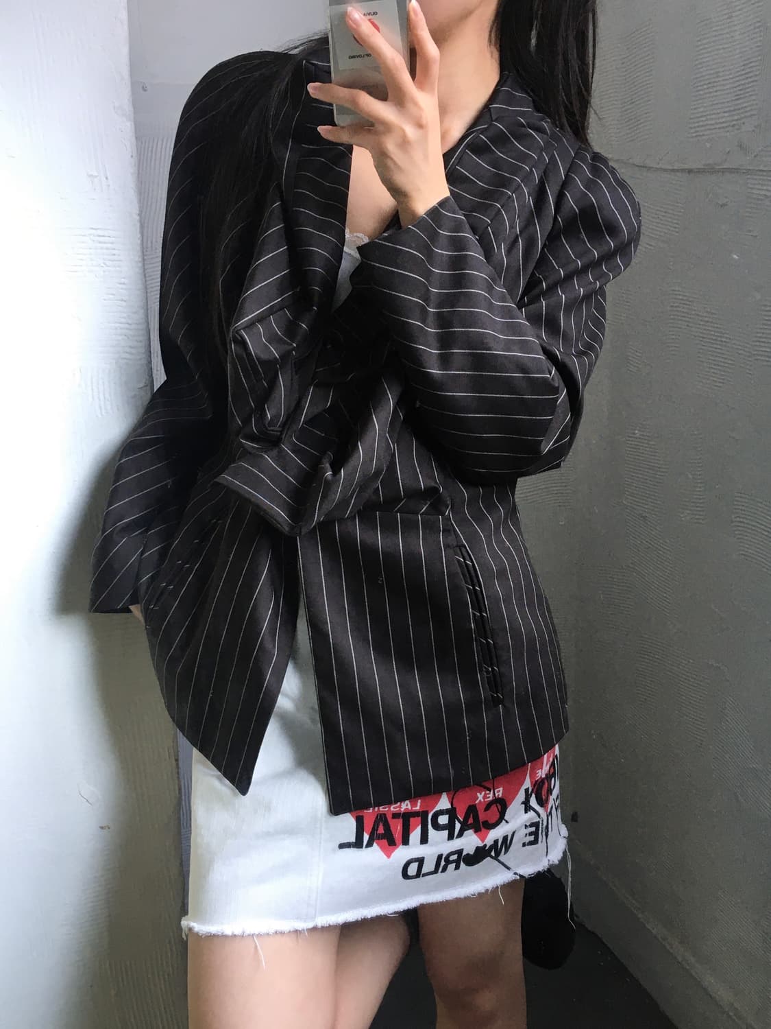 비비안웨스트우드 브라운 스트라이프 프릴 블레이저  상품이미지3