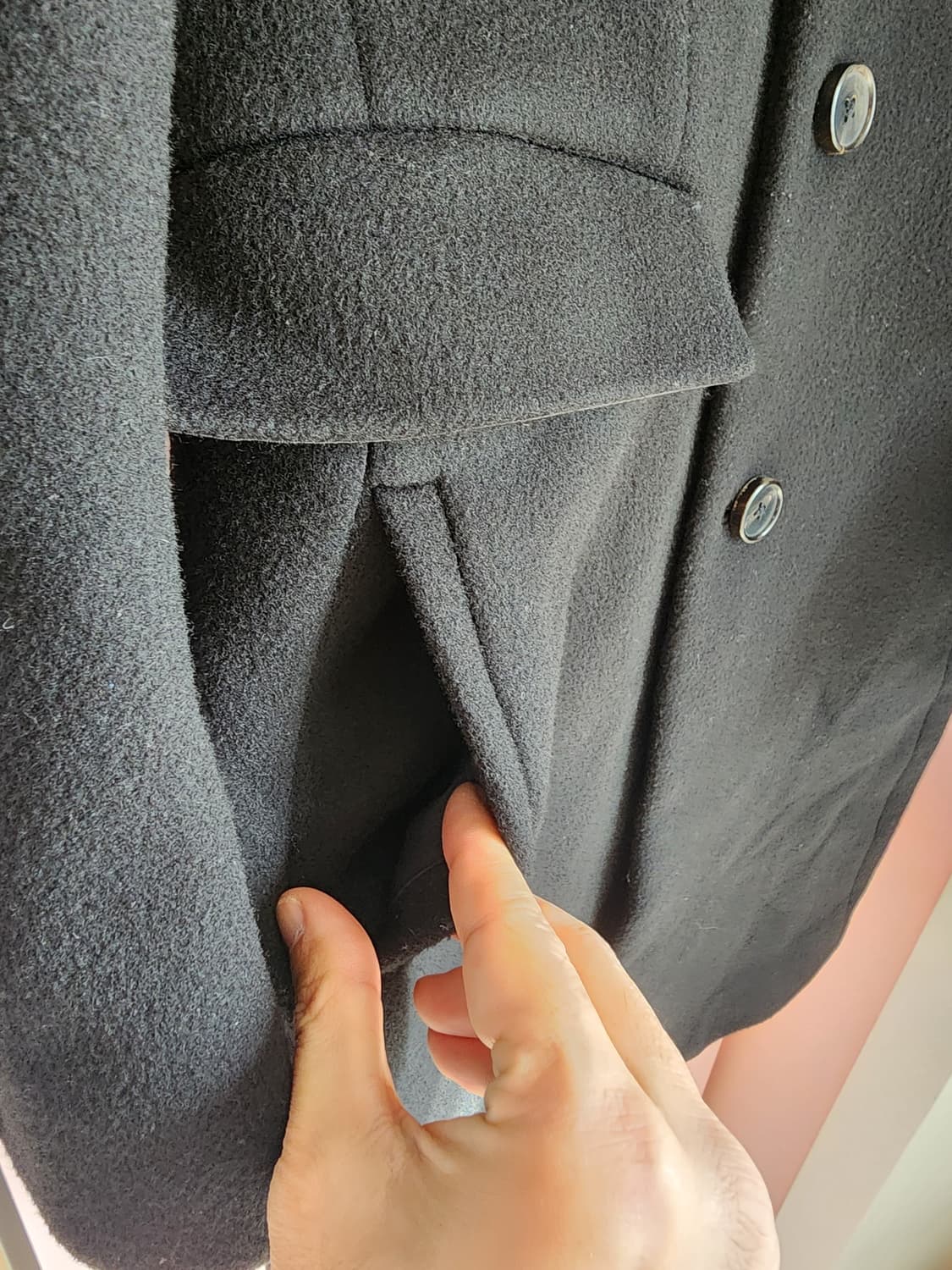 SYSTEM 시스템 옴므 울100% 코트 팜. 100사이즈 블랙 상품이미지7