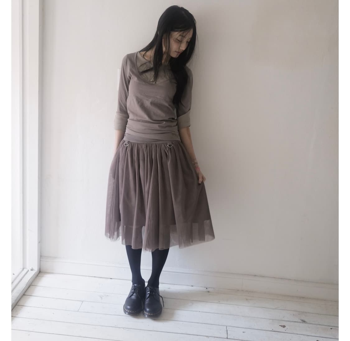Tulle skirt, taupe 상품이미지2