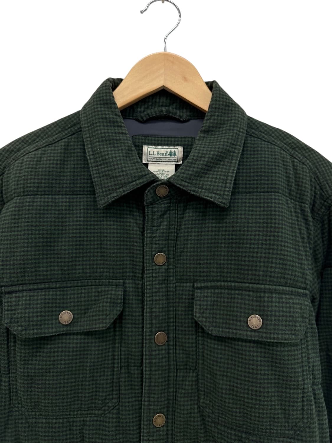 엘엘빈 깅엄체크 누빔자켓 다크그린 (M~L) 상품이미지2