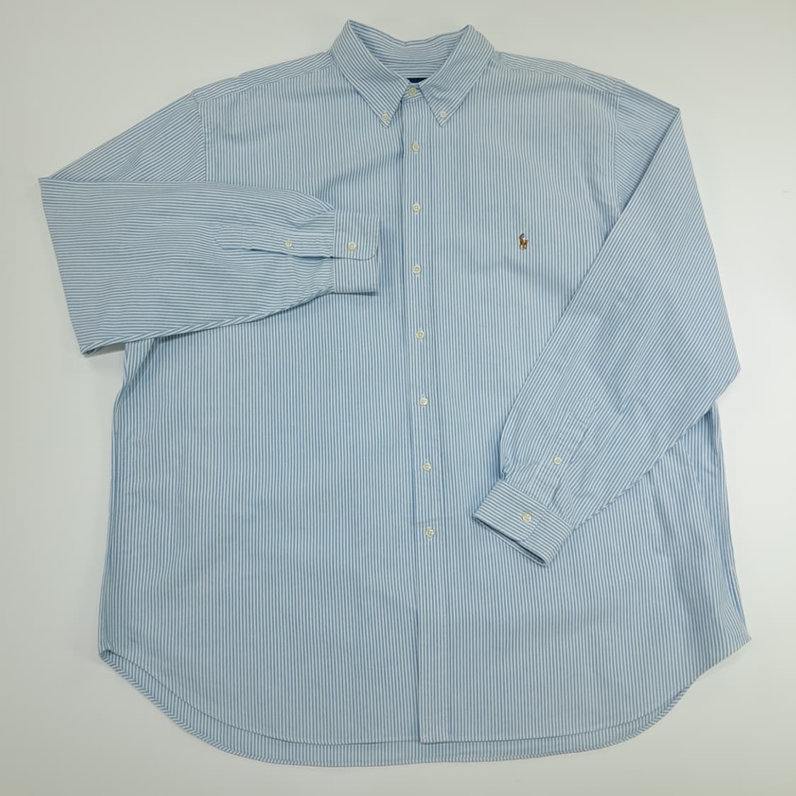 CN668 3XLT 폴로 랄프로렌 스카이블루 스트라이프 긴팔 셔츠 남방 상품이미지2