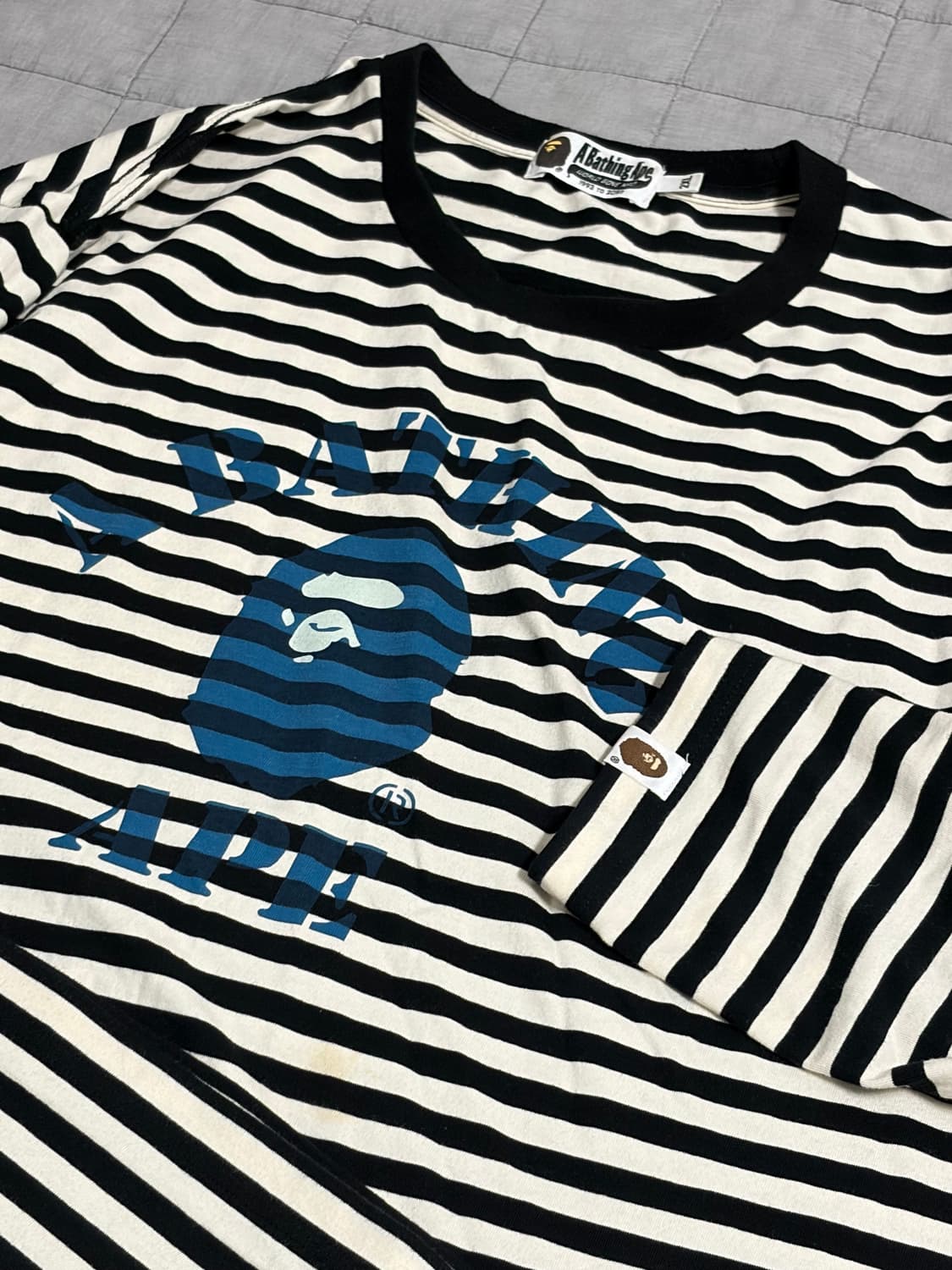 베이프 스트라이프 티셔츠 롱슬리브 상품이미지3