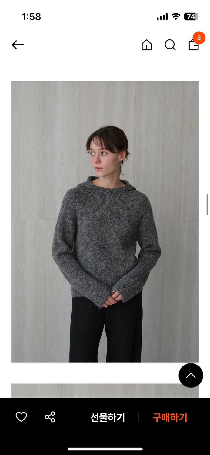 르 alpaca blend hoodie sweater 차콜색 상품이미지2