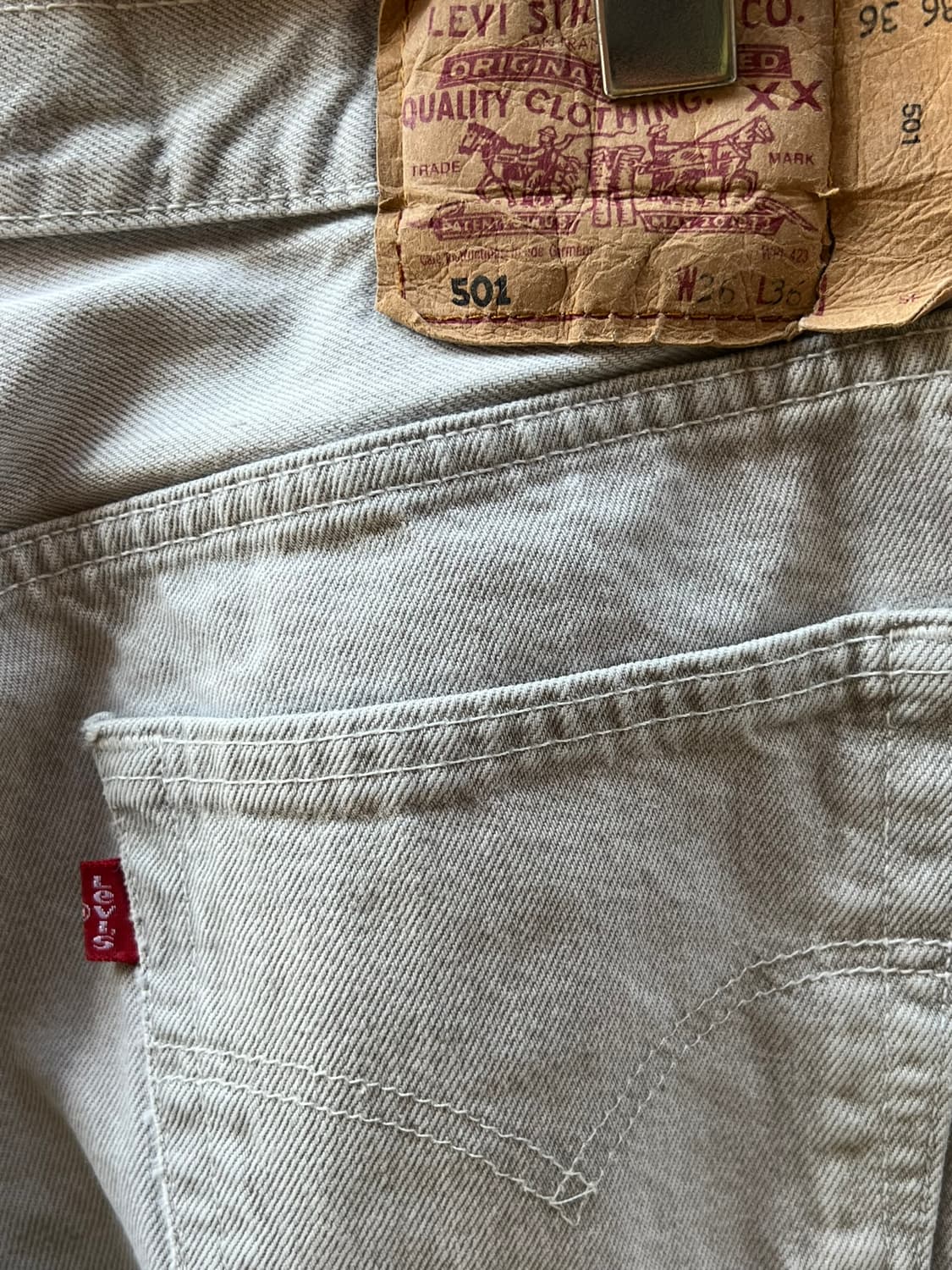 00's 리바이스 501 라이트 그레이 화이트 유럽생산 빈티지 데님 상품이미지8