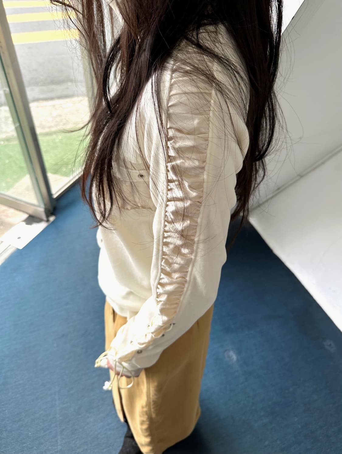 Cotton velour cloth desiign shirring zip 상품이미지8