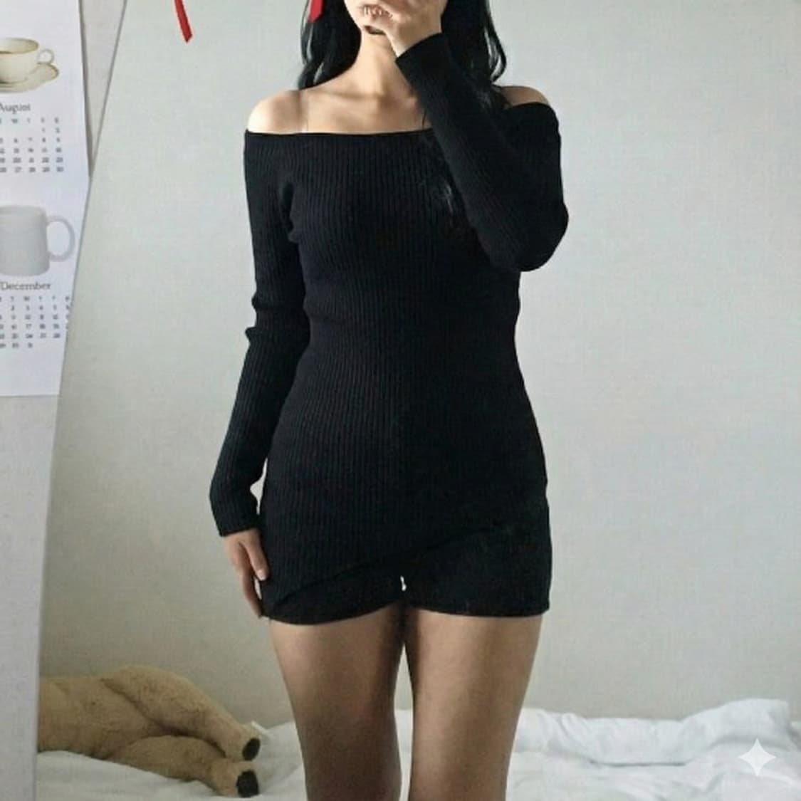 쓰리타임즈 브이 레이어드 드레스 블랙 새상품 threetimes 상품이미지1