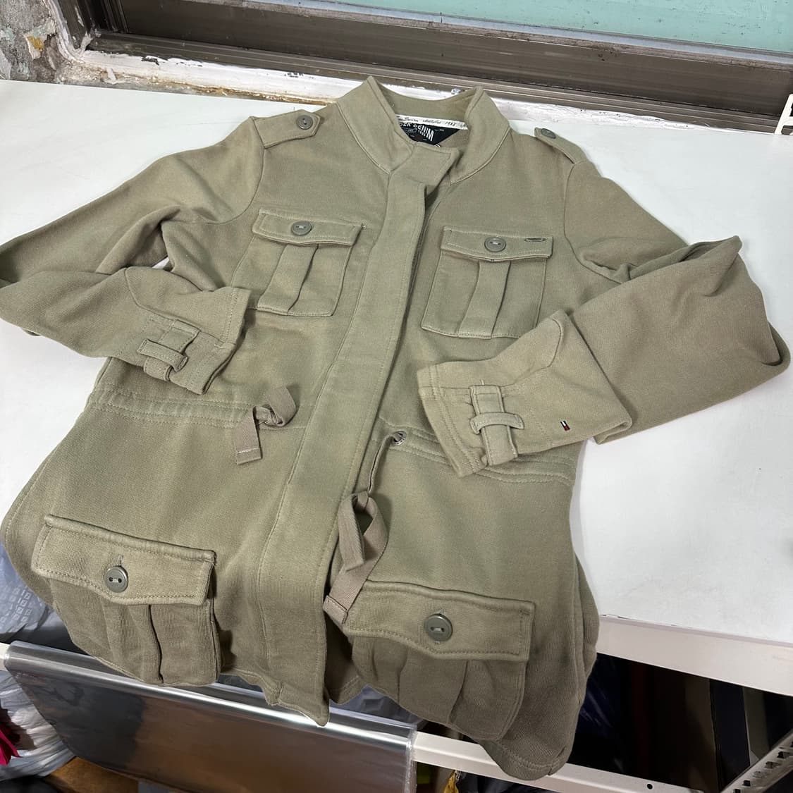 우먼L 타미힐피거 데님 베이지 허리스트링 스웻 야상자켓 상품이미지3