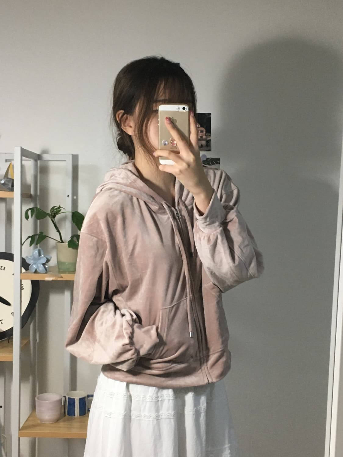 GU 벨벳 후드집업 상품이미지3