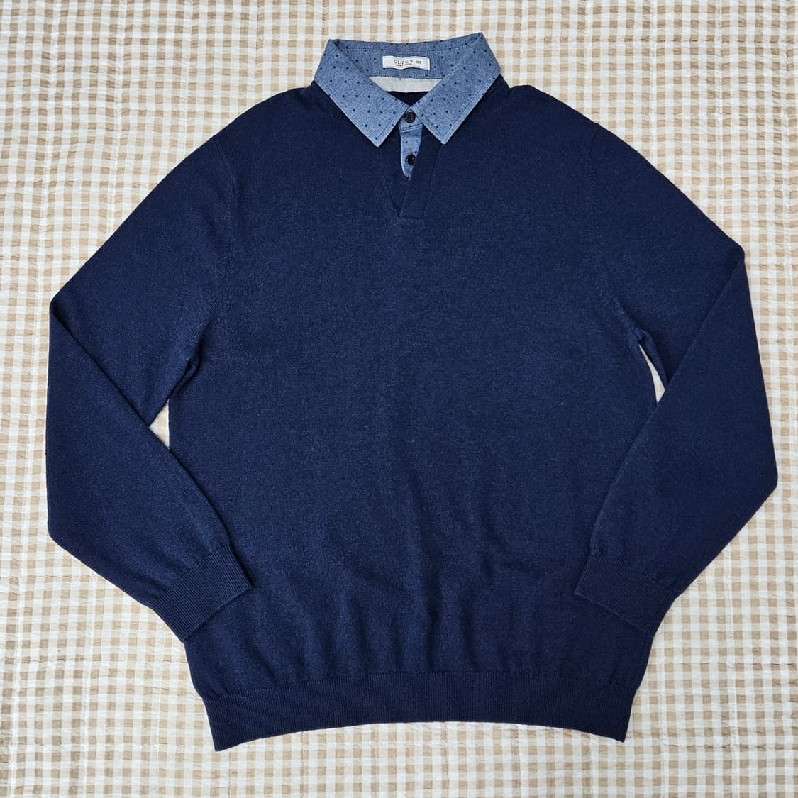 올젠 긴소매 니트 카라티 남자100~105 상품이미지1