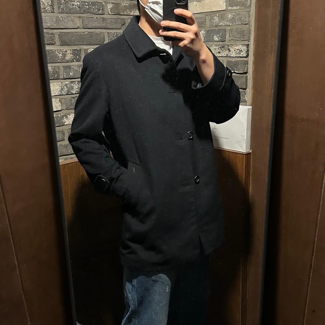 L) YSL 입생로랑 울 미디움 코트 자켓 블랙 상품이미지9