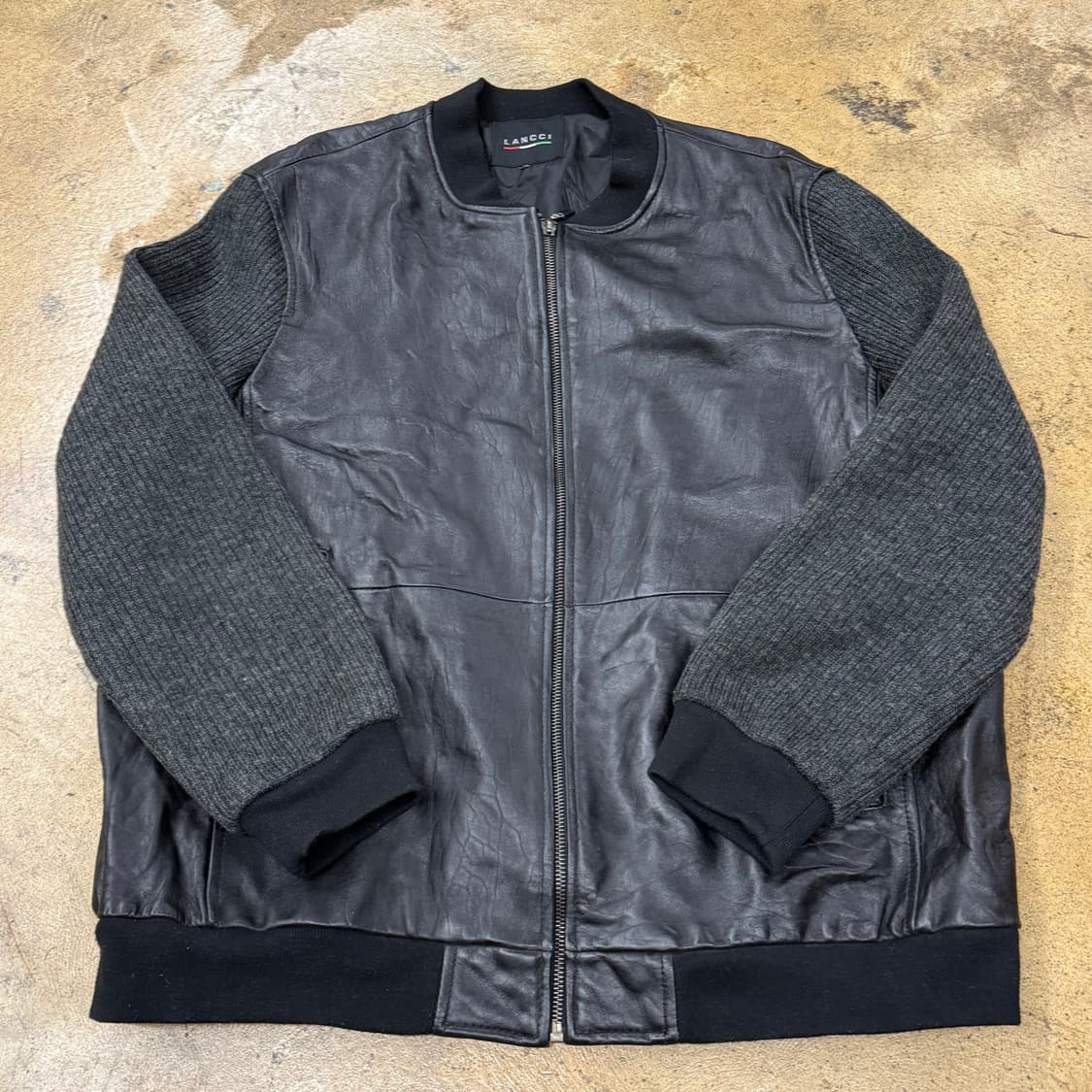[정품] LANCCI 란찌 가죽 니트 배색 점퍼 b18 상품이미지2