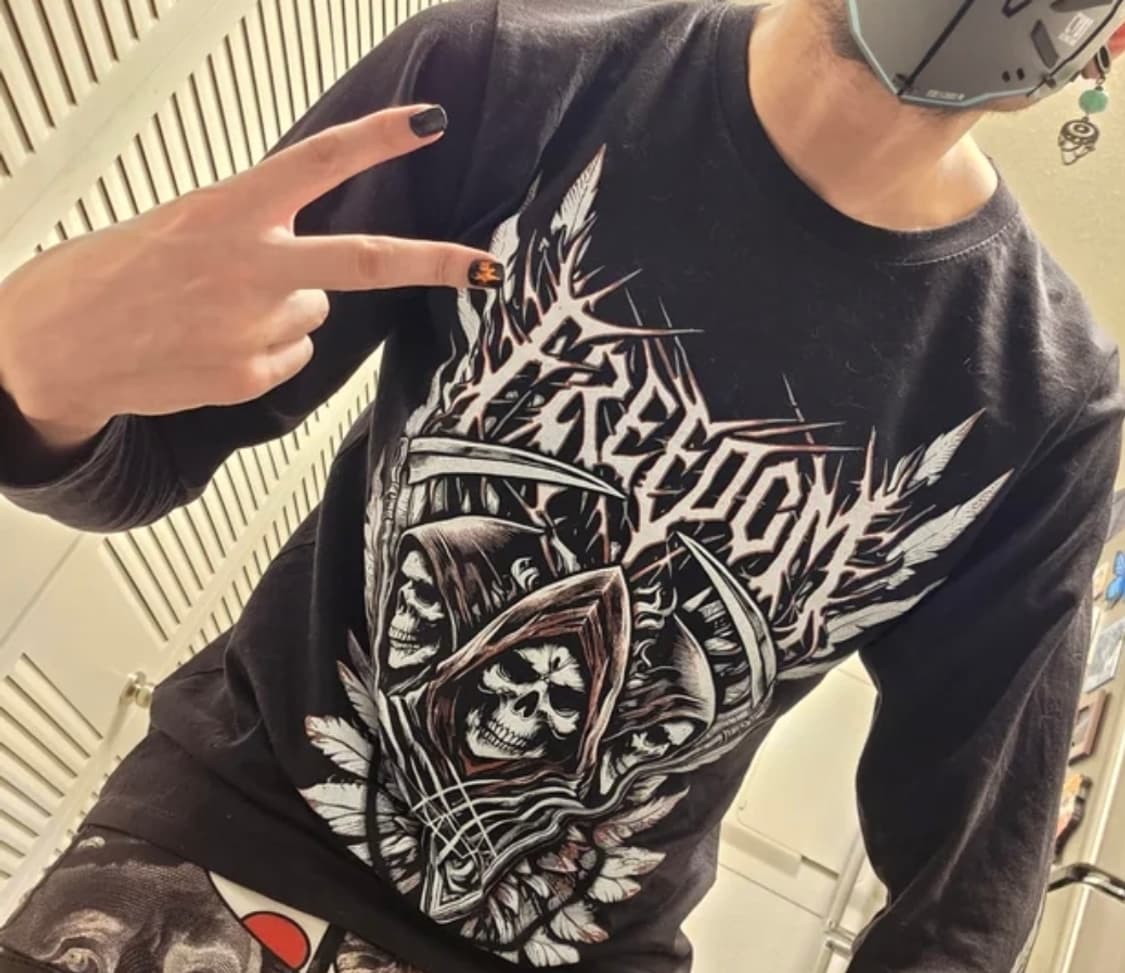 Delta Apparel USA 해골 긴팔 티셔츠 상품이미지1