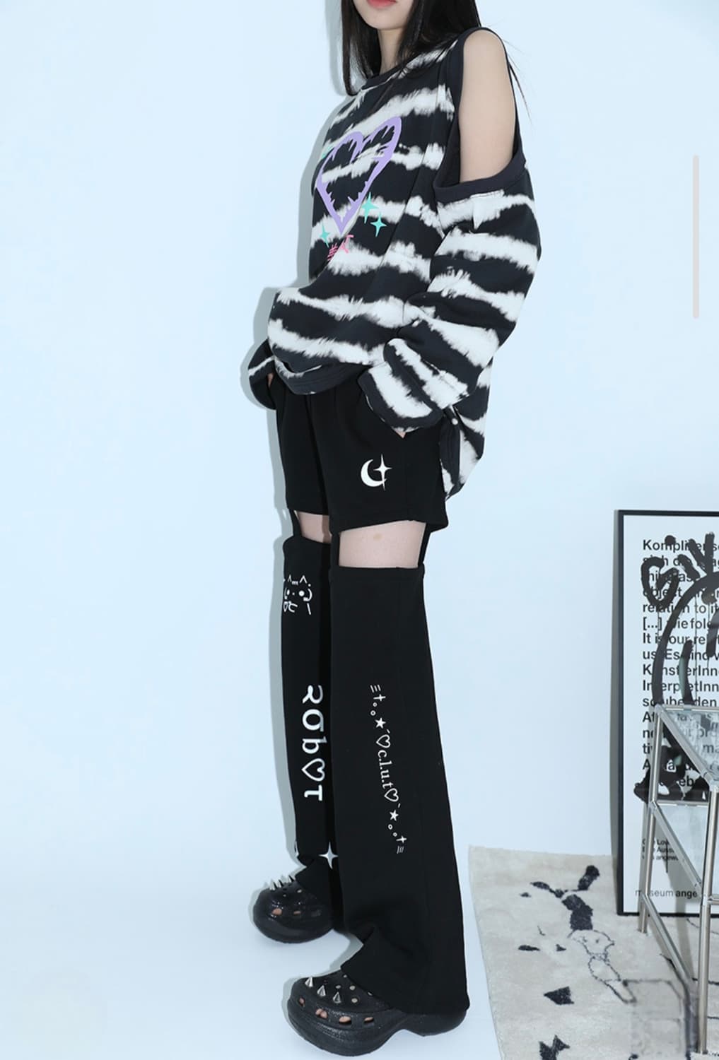 클럿스튜디오 컷아웃 고양이 이모지 팬츠 지뢰계 미소녀 오타쿠 패션 상품이미지2